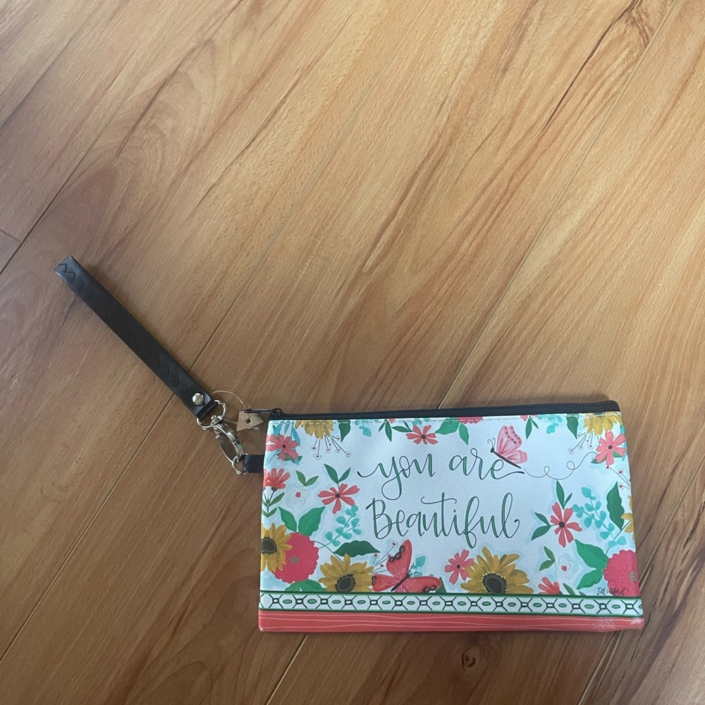 NEW Floral Wristlet with Inspirational Quote
